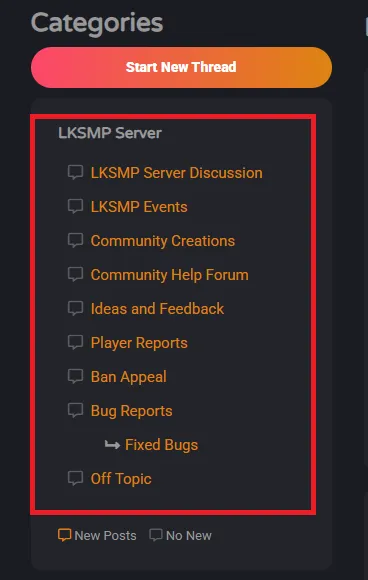 Forum category selection